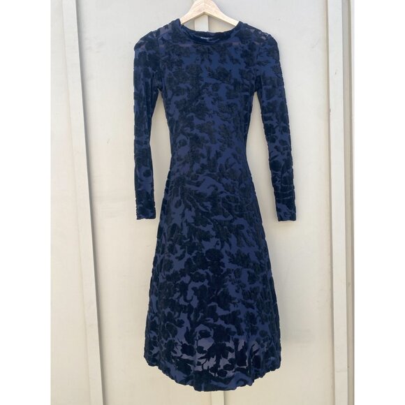 Betsey Johnson Vintage Velvet Floral Y2k 90s 2000s Dress Long Sleeves - Picture 1 of 11